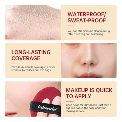 Flawless Glass Skin with Cushion Foundation - Long-lasting, lvory, ) 18g