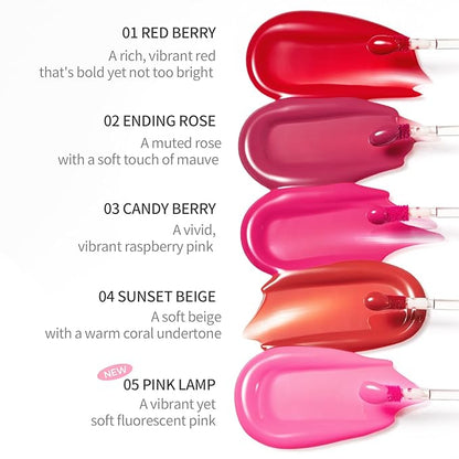 Pudding Glow Korean Lip Tint | Natural Lip Stain | Gloss to Stain | Long-Lasting & Non-Sticky | Lightweight Lip Tint 0.14 oz. (01 RED BERRY)