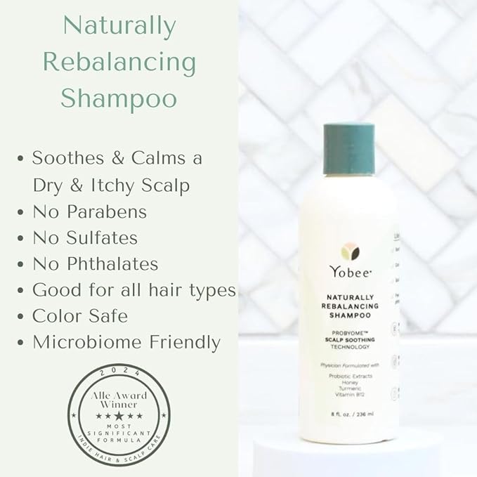 Yobee Naturally Rebalancing Shampoo | Dry, Flaky & Itchy Scalp Care with Para Probiotics, Organic Honey & Turmeric, Vitamin B12 & Oat Extracts | Dandruff & Psoriasis Relief (1 Bottle)