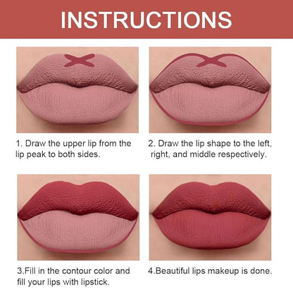 2-in-1 Mauve Red Lip Liner & Lipstick Set Kit for Women, Matte Lips Kit with Lip Liner Lip Stains Long Lasting Waterproof 24 Hour Lipstick and Lip Liners Combo Lipliners Pencil Set 13