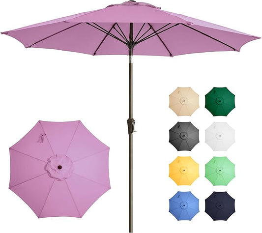 Ayge 9FT Large Outdoor Patio Umbrella Market Table Umbrella-UV Resistant, Easy Push Button Tilt and Crank, 8 Sturdy Fiberglass Ribs Heavy-Duty Pool Umbrella for Deck, Backyard,Garden