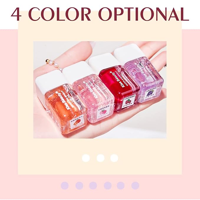 Fruit Pearlescent Plumping Lip Oil, Lip CarePearl & Shimmer Mini Lip Gloss Kit, Lip Care Hydrating Lip Gloss Tinted Lip Balm, Long Lasting & Nourishing Lip Glow Oil, Non-sticky Fresh Texture (Orange)