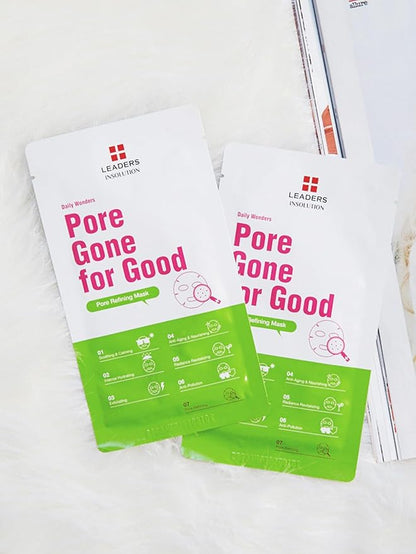 Leaders Insolution Daily Wonders Pore Gone for Good Facial Mask Sheet Pore Minimizing Acne Care Korean Skincare (10 Sheets)