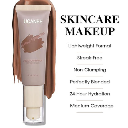 UCANBE Matte Liquid Foundation Makeup, Medium to Full fl. oz.