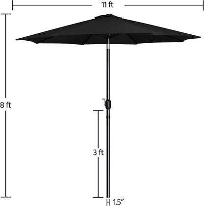 Yaheetech Patio Umbrella, 11FT Outdoor Table Market Umbrella with Push Button Tilt and Crank, Yard Umbrella with 8 Sturdy Ribs for Garden, Deck, Backyard, Pool, Black