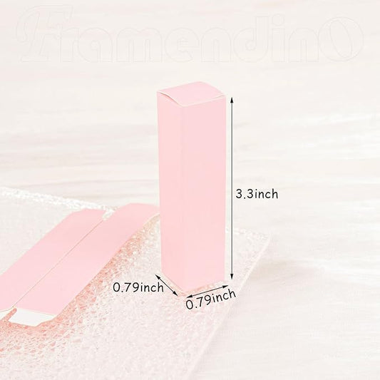 Framendino, 50 Pack Pink Kraft Paper Lipstick Boxes Rectangle Lipstick Bottle Boxes Reusable Lip Balm Packaging Cases Gift Wrapping Box for DIY Gift Packaging (3.3x0.79x0.79)
