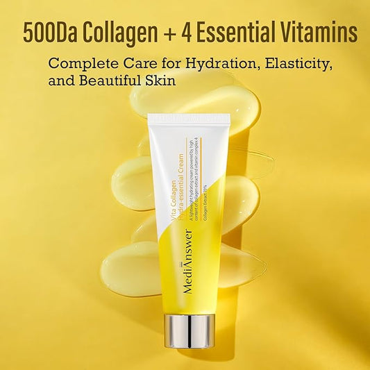 About Me [MediAnswer] Vita Collagen Hydra Essential Cream, K-Beauty Moisturizing Gel Cream with 70% French 500Da Collagen & 10,000ppm Multi-Vitamin Complex, Anti-Aging Treatment (50ml/1.69 fl oz)