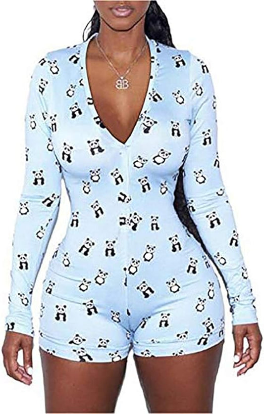 MissShorthair Onesies Women Sexy, Cute Onesie Pajamas for Women Long Sleeve Cookie Monster Large