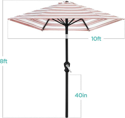 Best Choice Products 10ft Outdoor Steel Polyester Market Patio Umbrella w/Crank, Easy Push Button, Tilt, Table Compatible - Striped Rust
