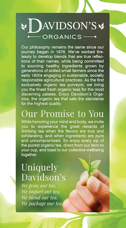 Davidson's Organics, Lemon Ginseng Green, 25-count Tea Bags, Pack of 6