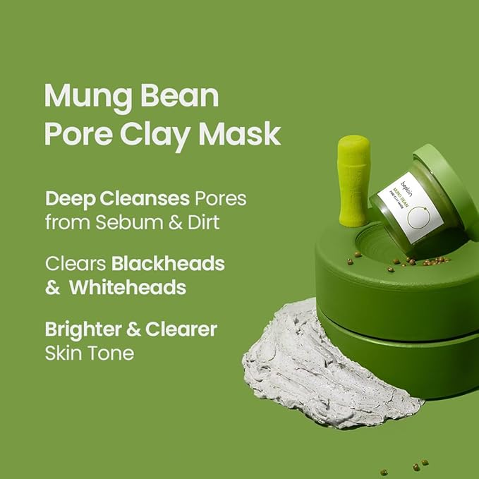 beplain Mung Bean Pore Clay mask (4.05 fl oz /120ml) | Fragrance-Free | Wash Off Mask for Blackhead & Whitehead Care | Quick 3 Minute to Gently Cleanse, Exfoliate and Tighten Pores | Korean Skincare