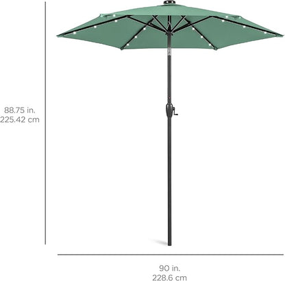 Best Choice Products 7.5ft Outdoor Solar Market Table Patio Umbrella for Deck, Pool w/Tilt, Crank, LED Lights - Seaglass