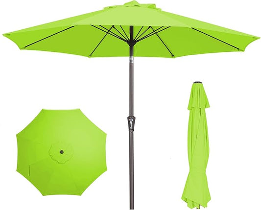 PatioKingdom 9FT Patio Outdoor Umbrella-UPF 50+ Sun Shade with Wind Vent, Push-Button Tilt & Smooth Crank Lift, Rust-Resistant Fiberglass Frame for Garden, Backyard,Yard