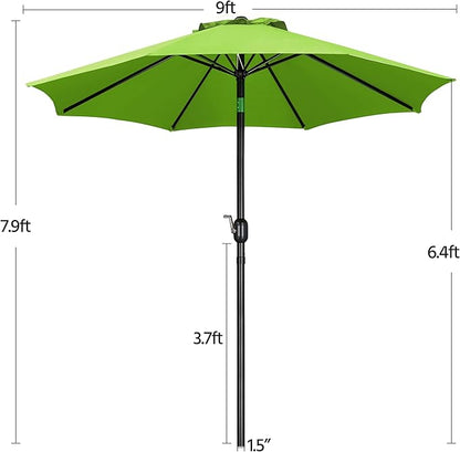 Yaheetech Patio Umbrella, 9FT Outdoor Table Market Umbrella, 8 Sturdy Ribs Yard Sun Shade w/Push Button Tilt and Crank for Garden/Deck/Pool/Beach