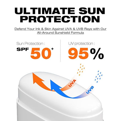 Sexymix Tattoo Sunscreen Stick, SPF 50 Waterproof Sunscreen Stick Broad Spectrum UVA/UVB Protection 0.7 oz with Zinc Oxide, Tattoo Aftercare Sunscreen for Tattoos Non-Dirty Hands Available (2 Packs)