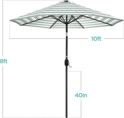Best Choice Products 10ft Solar Polyester LED Lighted Patio Umbrella w/Tilt Adjustment and UV-Resistant Fabric - Striped Green