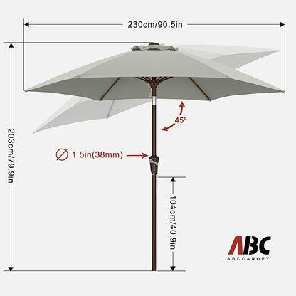 ABCCANOPY 7.5FT OutdoorPatio Umbrella, UV Protection Table Umbrella w/Crank for Easy Set Up, Suitable for Garden, Lawn, Deck & Backyard (Gray)