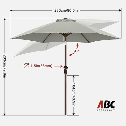 ABCCANOPY 7.5FT OutdoorPatio Umbrella, UV Protection Table Umbrella w/Crank for Easy Set Up, Suitable for Garden, Lawn, Deck & Backyard (Gray)