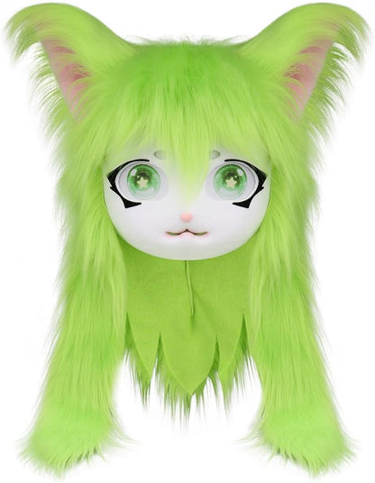 JUNBOON Furry Animal Headgear Beast Full Head Mask Headwear Doll Cosplay Costume Halloween Fursuit