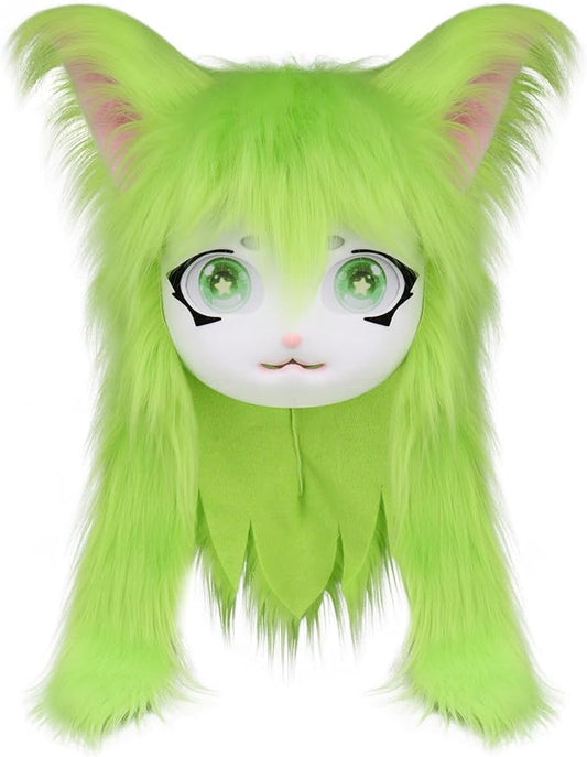 JUNBOON Furry Animal Headgear Beast Full Head Mask Headwear Doll Cosplay Costume Halloween Fursuit
