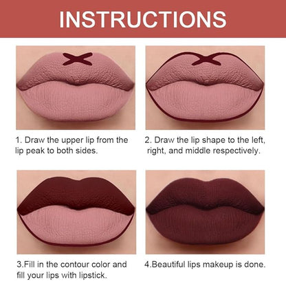 2-in-1 Deep Red Lip Liner & Lipstick Set Kit for Women, Matte Lips Kit with Lip Liner Lip Stains Long Lasting Waterproof 24 Hour Lipstick and Lip Liners Combo Lipliners Pencil Set 15