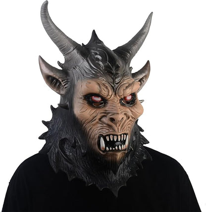 Voyiparty Demon Halloween Scary Latex Mask - Horror Black Devil Skull for Cosplay Costume Props - Adult