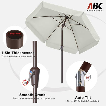 ABCCANOPY 7.5ft Patio Umbrella, Outdoor Table Umbrella with Push Button Tilt and Crank, Market Umbrella for Patio Pool Garden Deck (Light Beige)