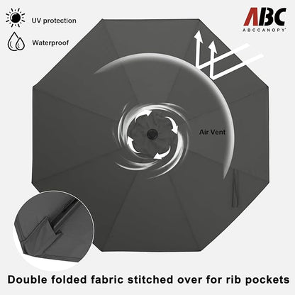 ABCCANOPY 9FT Outdoor Patio Umbrella, 8 Ribs Table Umbrella w/Crank for Easy Set Up, Suitable for Garden, Lawn, Deck & Backyard (Dark Gray)