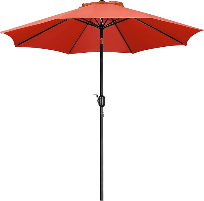 Yaheetech 9FT Patio Umbrella Outdoor Umbrella Patio Yard Market Table Umbrella with Push Button Tilt & Crank for Garden/Beach/Lawn/Deck/Backyard/Pool, 8 Ribs, Orange
