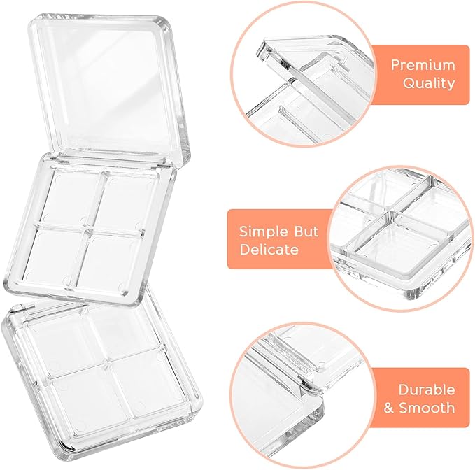 Beaupretty 6 Pieces Empty Eyeshadow Pallet 4 Grids