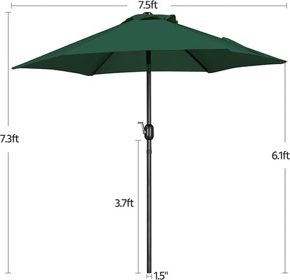 Yaheetech 7.5ft Outdoor Patio Umbrella, Outdoor Table Umbrella with Push Button Tilt and Crank, Market Umbrella Yard Umbrella for Garden, Deck, Backyard, Pool, Dark Green