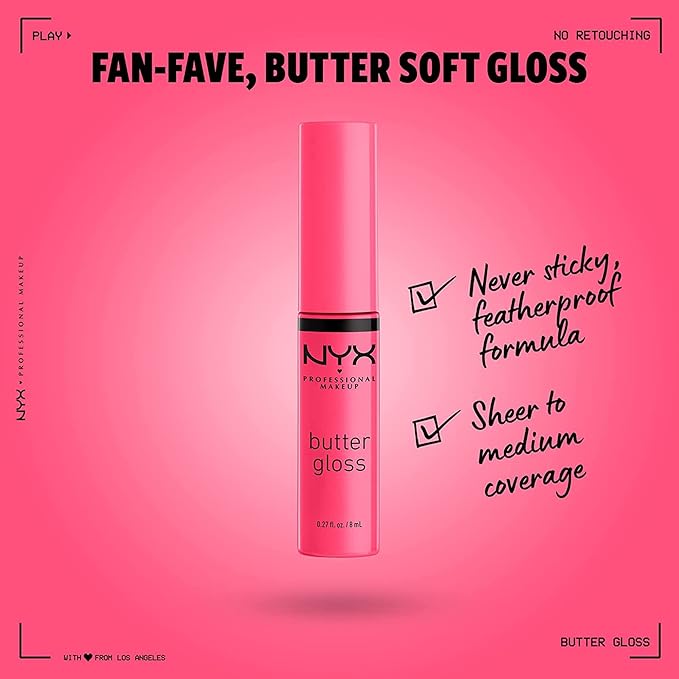NYX PROFESSIONAL MAKEUP Butter Gloss, Non-Sticky Lip Gloss - Peaches & Cream (Pink Coral)