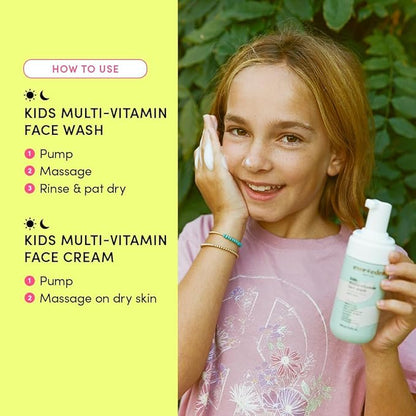 Evereden Happy Kids Skin & Lips Routine - Multi-Vitamin Kids Face Wash & Kids Face Cream & Tinted Lip Oil Set - Clean & Vegan Skin Care for Kids 3+ - Moisturizing, Nourishing, & Protective Kids Skin