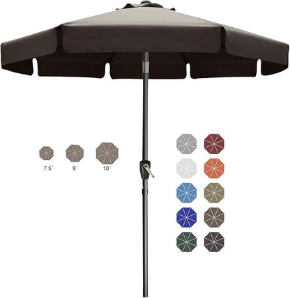 ABCCANOPY Patio Umbrella 10ft, Outdoor Table Umbrella with Push Button Tilt and Crank, 8 Ribs Umbrella for Patio Pool Garden Deck (Brown)