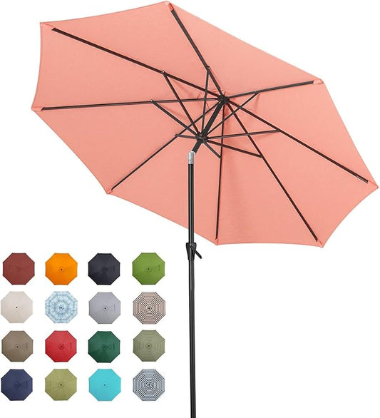 Tempera Patio Market Outdoor Table Umbrella with Push Button Tilt and Crank,Large Sun Umbrella with Sturdy Pole&Fade resistant canopy,Easy to set