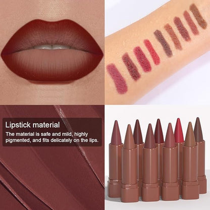 Wine Gradient Matte Lipstick Crayon Lip Liner pencil for Women, Flawless Contour Gradual Ombre Effect Lip Liner Thick Pencil, Long Lasting Waterproof Smudge Proof Lipstick Pencil 08#