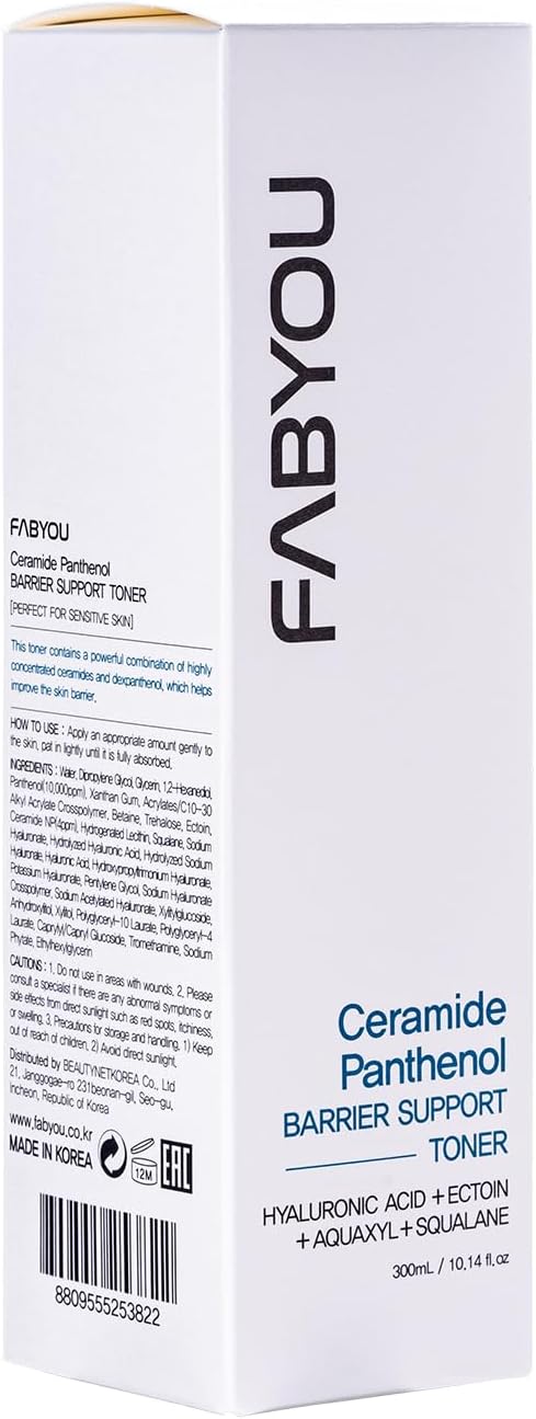 Ceramide Panthenol Skin Barrier Support Toner 10.14 fl oz – Hydrating Facial Toner with 8 Hyaluronic Acid, Barrier Repair & Soothing for Sensitive Skin, Korean Skin Care