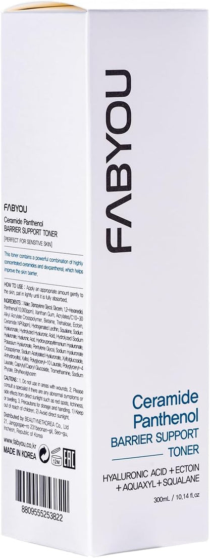 Ceramide Panthenol Skin Barrier Support Toner 10.14 fl oz – Hydrating Facial Toner with 8 Hyaluronic Acid, Barrier Repair & Soothing for Sensitive Skin, Korean Skin Care