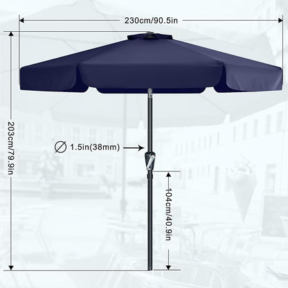 MASTERCANOPY Valance Patio Umbrella for Outdoor Table Market (7.5ft, Navy Blue)