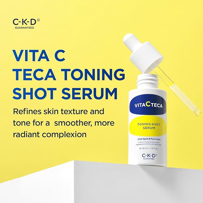 CKD Brightening & Anti-Aging Skincare Bundle – Vitamin C + TECA Hydrogel Mask, Toning Serum, and Retinal Eye Cream with Gua Sha Roller