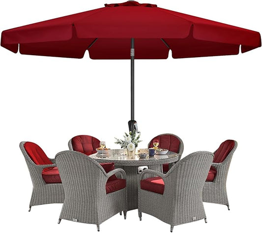 MASTERCANOPY Valance Patio Umbrella for Outdoor Table Market -8 Ribs (11ft,Burgundy)