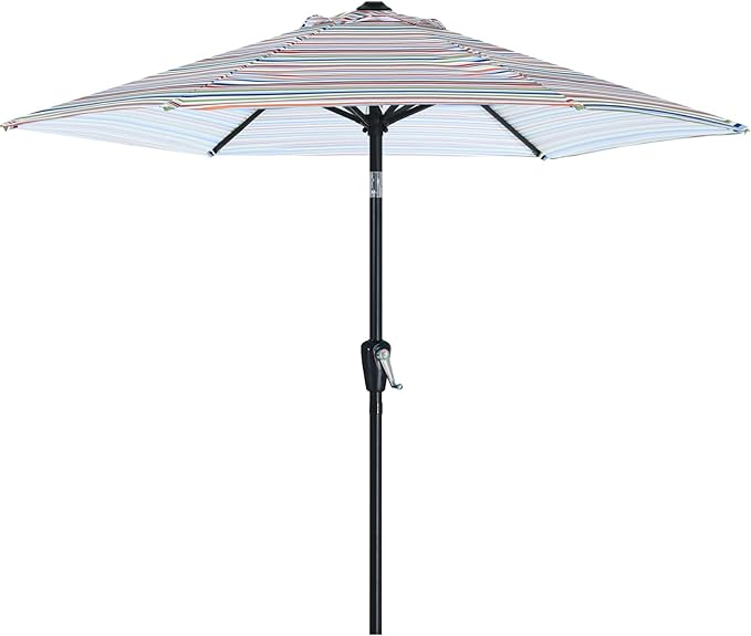 ABCCANOPY 7.5FT Outdoor Patio Umbrella, UV Protection Table Umbrella w/Crank for Easy Set Up, Suitable for Garden, Lawn, Deck & Backyard (Red Green Stripe)