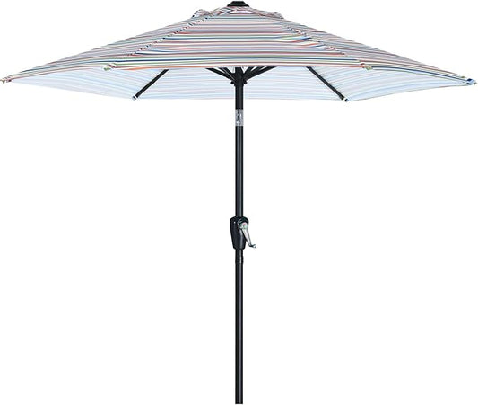 ABCCANOPY 7.5FT Outdoor Patio Umbrella, UV Protection Table Umbrella w/Crank for Easy Set Up, Suitable for Garden, Lawn, Deck & Backyard (Red Green Stripe)
