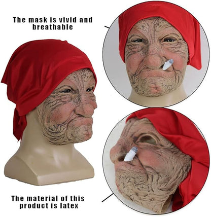 Realistic Old Man Mask Halloween Mask Scary Latex Old Man Grandpa Mask Halloween Wrinkle Face Mask