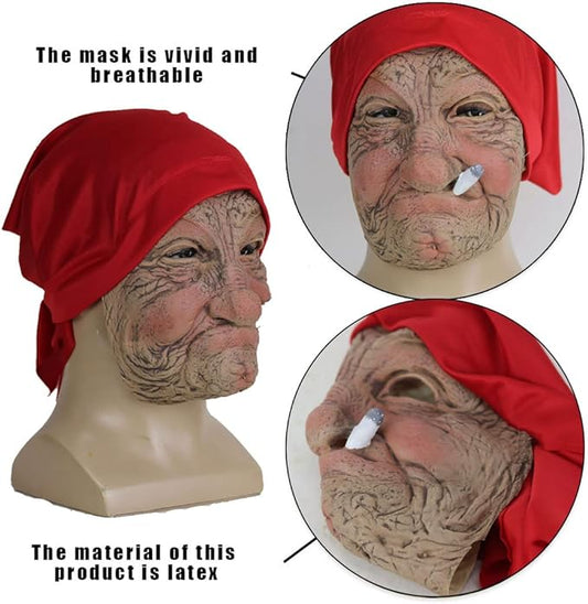 Realistic Old Man Mask Halloween Mask Scary Latex Old Man Grandpa Mask Halloween Wrinkle Face Mask