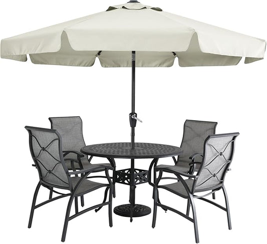 MASTERCANOPY Valance Patio Umbrella for Outdoor Table Market -8 Ribs (10ft, Light Beige)