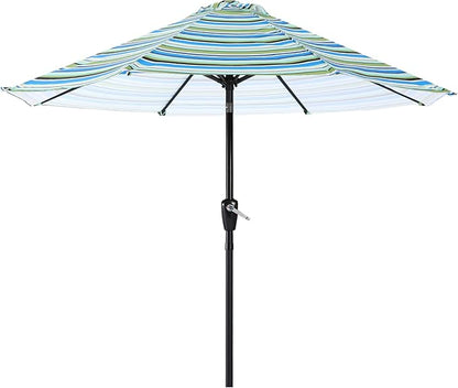 ABCCANOPY 9FT Patio Umbrella - Outdoor Waterproof Table Umbrella with Push Button Tilt and Crank, 8 Ribs UV Protection Pool Umbrella for Garden, Lawn, Deck & Backyard (Blue Green Stripes)