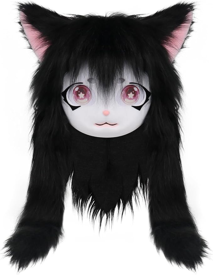 JUNBOON Furry Animal Headgear Beast Full Head Mask Headwear Doll Cosplay Costume Halloween Fursuit