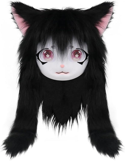 JUNBOON Furry Animal Headgear Beast Full Head Mask Headwear Doll Cosplay Costume Halloween Fursuit