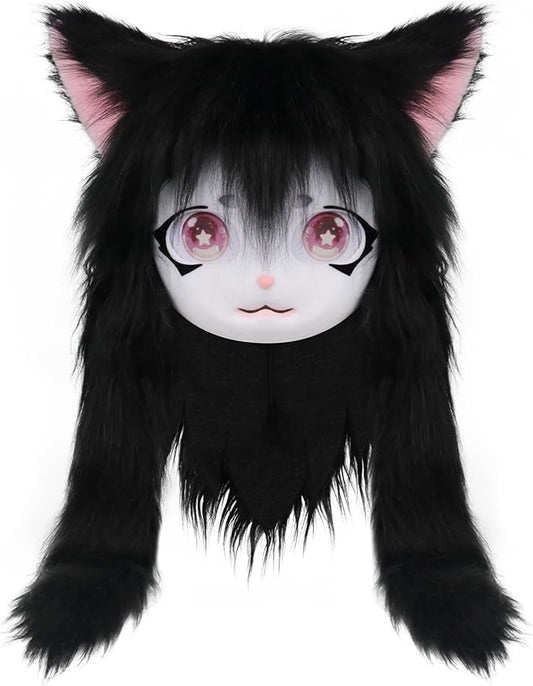 JUNBOON Furry Animal Headgear Beast Full Head Mask Headwear Doll Cosplay Costume Halloween Fursuit